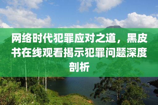 网络时代犯罪应对之道，黑皮书在线观看揭示犯罪问题深度剖析