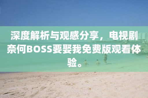 深度解析与观感分享，电视剧奈何BOSS要娶我免费版观看体验。